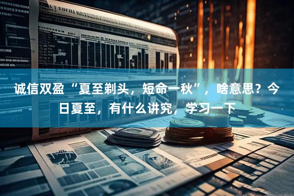 诚信双盈 “夏至剃头，短命一秋”，啥意思？今日夏至，有什么讲究，学习一下